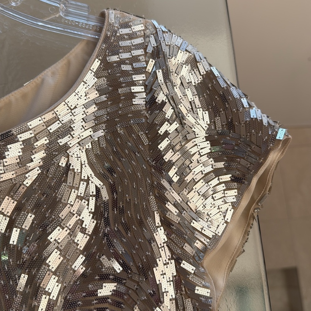 Silver Sequin Short Sleeve Top - Evening Sparkle - Picture 2 of 5